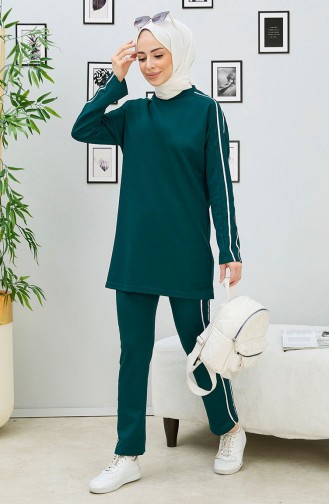 Striped Two Piece Suit 11336-07 Emerald Green 11336-07