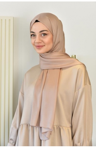 Kristal Parlak Düz Şal 000060-21 Vizon