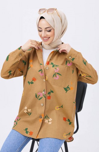 Chemise Asymétrique à Motifs 12009-02 Vison 12009-02