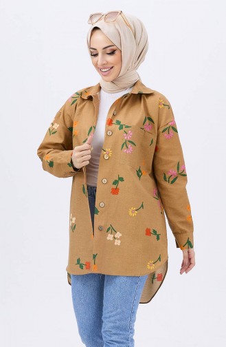 Chemise Asymétrique à Motifs 12009-02 Vison 12009-02