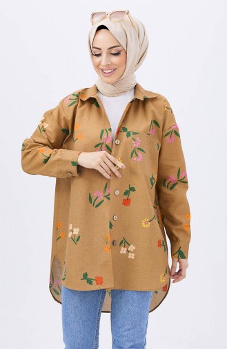 Chemise Asymétrique à Motifs 12009-02 Vison 12009-02