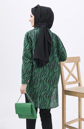 Patterned Asymmetric Shirt 12010-04 Green 12010-04