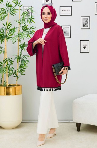 Püsküllü Hırka 11353-01 Bordo