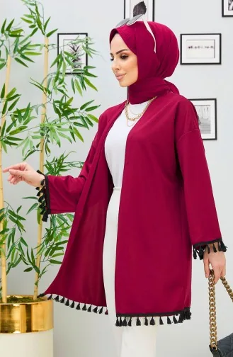 Püsküllü Hırka 11353-01 Bordo