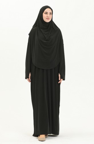 Sefamerve Nazma Druckknopf Gebetskleid 238460-01 Schwarz 238460-01