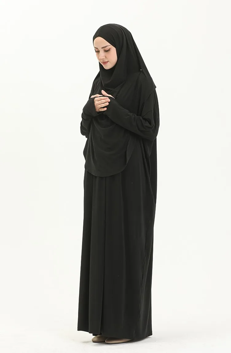 Sefamerve Nazma Druckknopf Gebetskleid 238460-01 Schwarz 238460-01