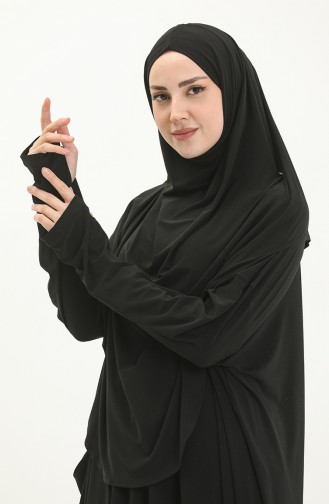 Sefamerve Nazma Druckknopf Gebetskleid 238460-01 Schwarz 238460-01