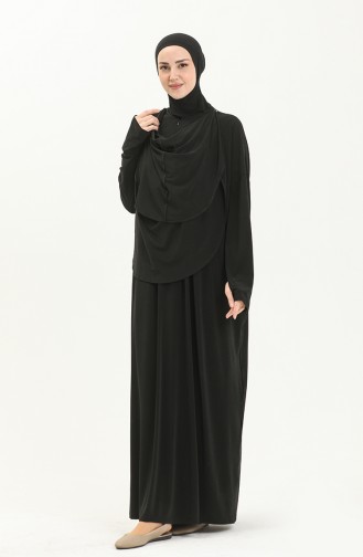 Sefamerve Nazma Druckknopf Gebetskleid 238460-01 Schwarz 238460-01