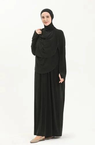 Sefamerve Nazma Druckknopf Gebetskleid 238460-01 Schwarz 238460-01