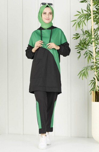 Farbige Tunika-Hose Doppelset 11022-07 Grün 11022-07