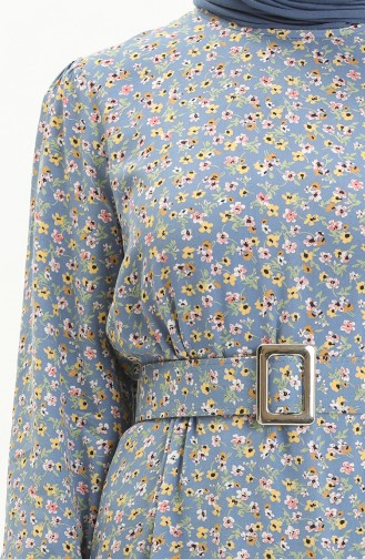 Robe en Viscose à Motifs 2440-03 Bleu 2440-03