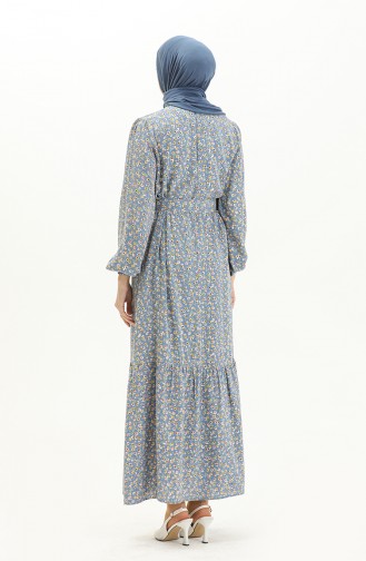 Robe en Viscose à Motifs 2440-03 Bleu 2440-03