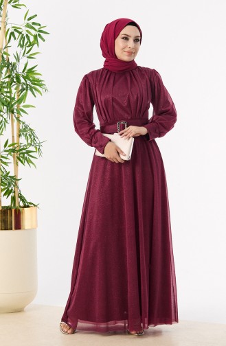 Simli Elbise 11005-01 Bordo