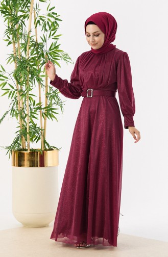 Simli Elbise 11005-01 Bordo