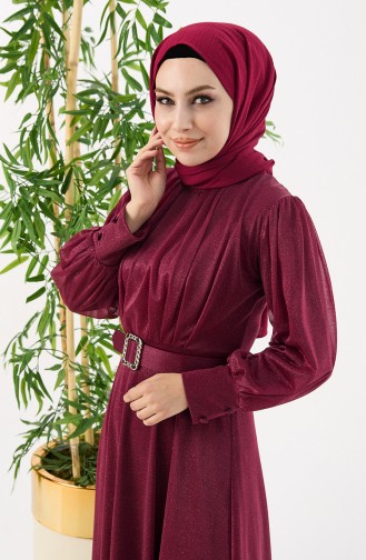 Simli Elbise 11005-01 Bordo