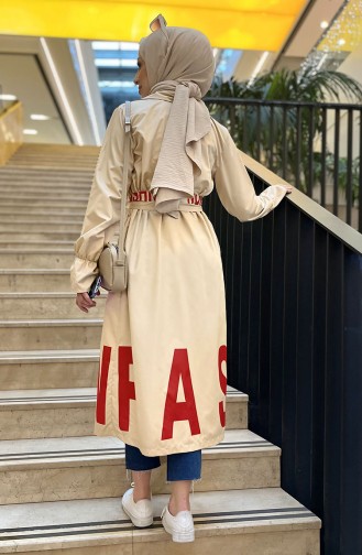 Letter Pattern Trench Coat 12003-01 Beige 12003-01