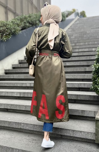 Letter Pattern Trench Coat 12003-02 Khaki 12003-02