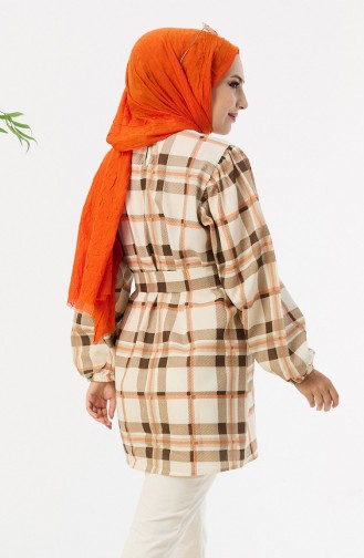 Plaid Belted Tunic 11010-02 Mink 11010-02