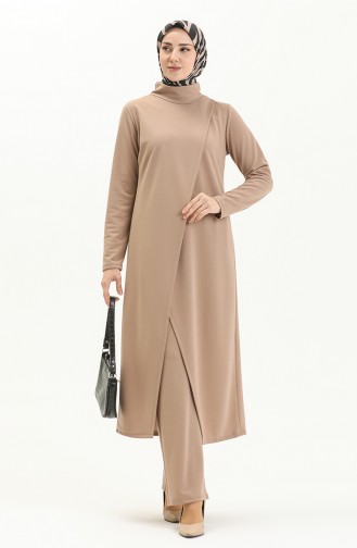 Hijab Tunic Pants Two Piece Suit 8075-02 Light wheat 8075-02