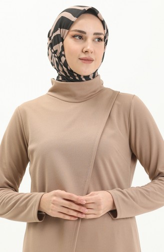 Tesettür Tunik Pantolon İkili Takım 8075-02 Açık Buğday