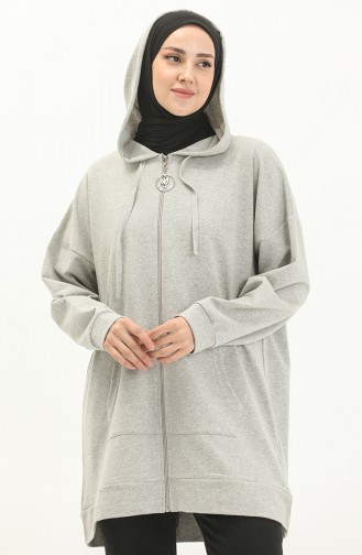 Kapüşonlu Sweat Hırka 99255-04 Gri