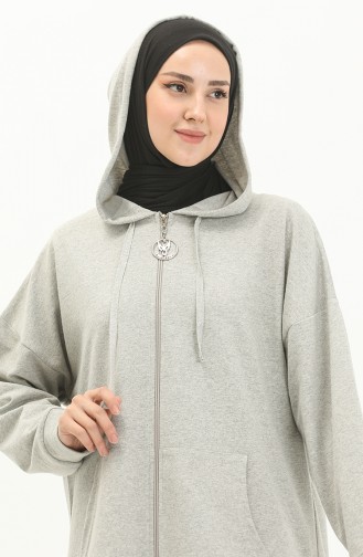 Kapüşonlu Sweat Hırka 99255-04 Gri