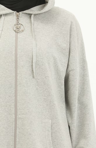 Kapüşonlu Sweat Hırka 99255-04 Gri