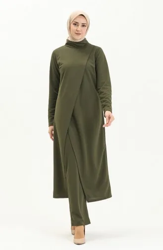 Tesettür Tunik Pantolon Takım 8075-04 Haki