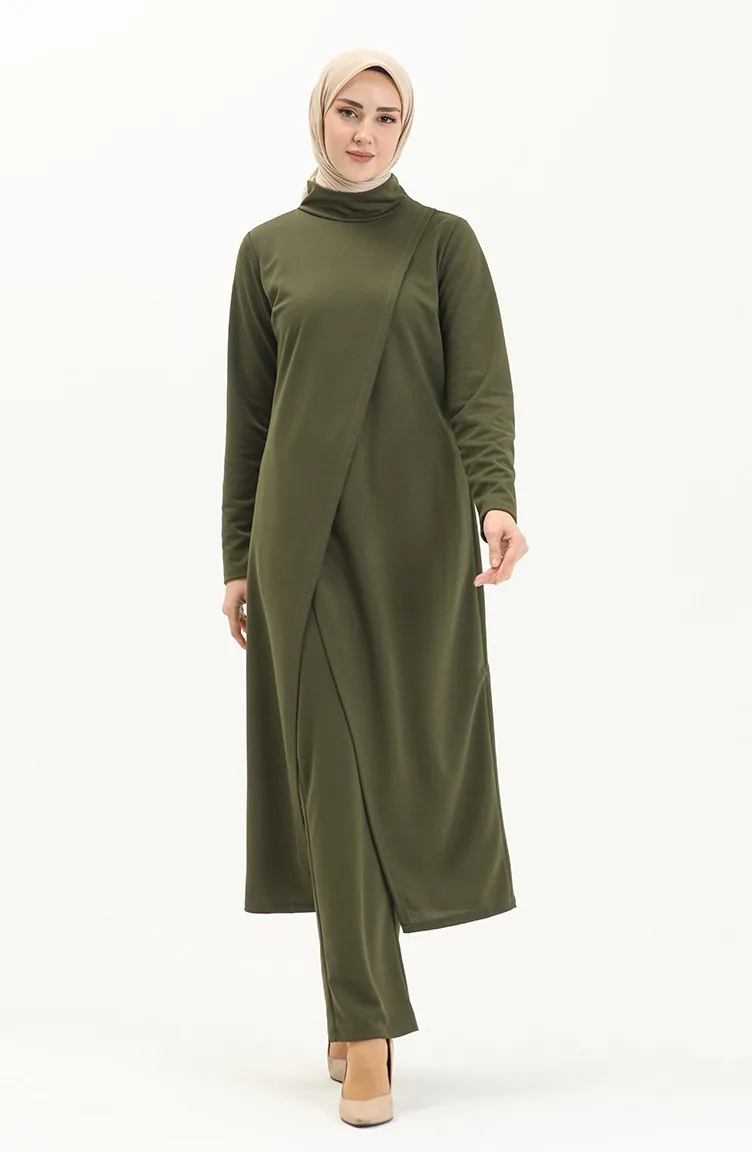 Tesettür Tunik Pantolon Takım 8075-04 Haki