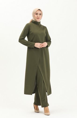 Hijab Tunic Pants Two-Piece Set 8075-03 Khaki 8075-03