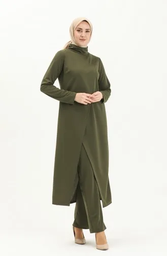 Tesettür Tunik Pantolon Takım 8075-04 Haki