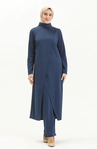 Ensemble Double Pantalon Tunique Hijab 8075-01 Indigo 8075-01