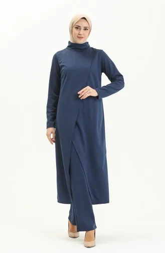 Ensemble Double Pantalon Tunique Hijab 8075-01 Indigo 8075-01