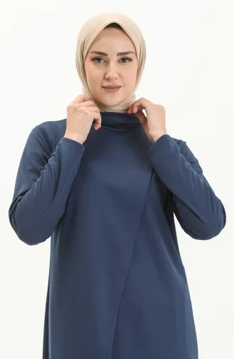 Ensemble Double Pantalon Tunique Hijab 8075-01 Indigo 8075-01