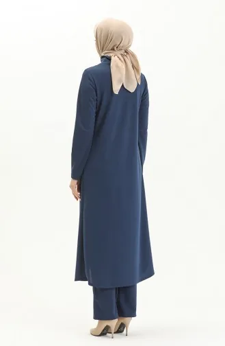 Ensemble Double Pantalon Tunique Hijab 8075-01 Indigo 8075-01