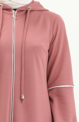 Önden Fermuarlı Biye Detaylı Kap 8072-04 Gül Kurusu