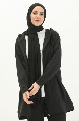 Kapüşonlu Sweat Hırka 99255-02 Siyah