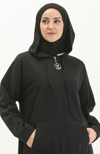 Kapüşonlu Sweat Hırka 99255-02 Siyah