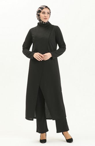 Tesettür Tunik Pantolon İkili Takım 8075-04 Siyah