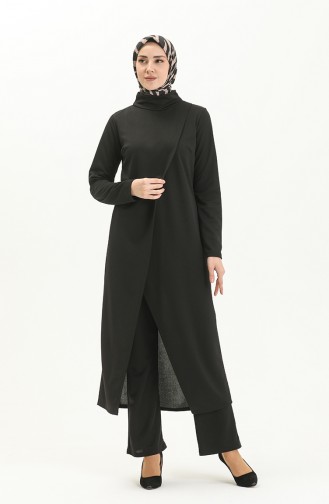 Ensemble Double Tunique Pantalon Hijab 8075-04 Noir 8075-04