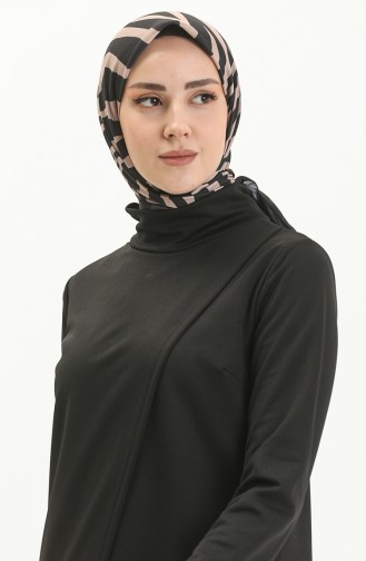 Ensemble Double Tunique Pantalon Hijab 8075-04 Noir 8075-04