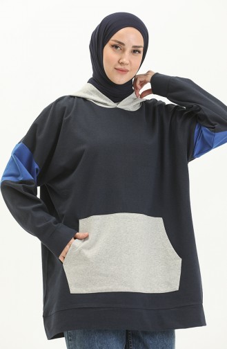 Sweatshirt mit Kängurutasche 99256-02 Dunkelblau 99256-02