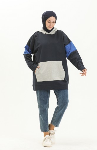 Kangaroo Pocket Sweatshirt 99256-02 Navy Blue 99256-02