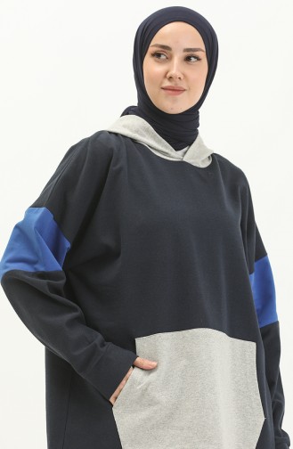 Sweat-shirt à Poche Kangourou 99256-02 Bleu Marine 99256-02