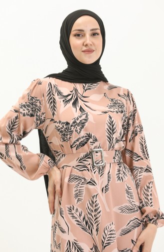 Gemustertes Kleid mit Gürtel aus Viskose 2439-04 Rose 2439-04