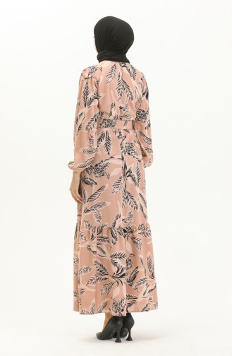 Gemustertes Kleid mit Gürtel aus Viskose 2439-04 Rose 2439-04