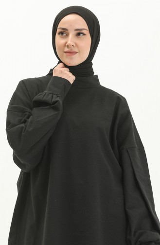 Shirred Sleeve Sweatshirt 99253-02 Black 99253-02