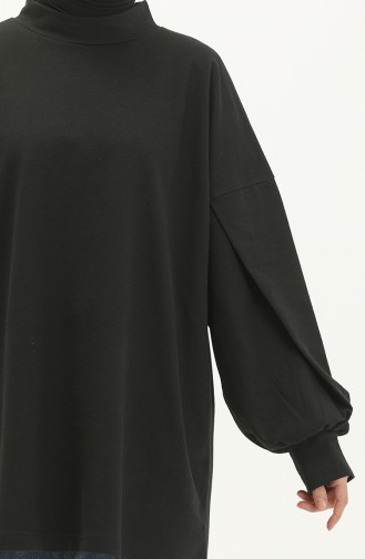 Shirred Sleeve Sweatshirt 99253-02 Black 99253-02