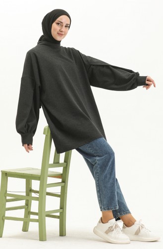 Shirred Sleeve Sweatshirt 99253-01 Anthracite 99253-01