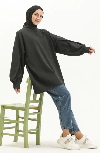 Shirred Sleeve Sweatshirt 99253-01 Anthracite 99253-01
